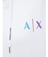 Bluza Armani Exchange bluza bawełniana damska kolor biały z kapturem z aplikacją