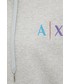 Bluza Armani Exchange bluza bawełniana damska kolor szary z kapturem z aplikacją