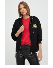 Bluza bluza damska kolor czarny z kapturem z nadrukiem - Answear.com Armani Exchange