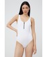 Strój kąpielowy Armani Exchange jednoczęściowy strój kąpielowy kolor biały miękka miseczka
