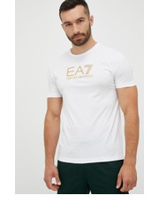 T-shirt - koszulka męska EA7 Emporio Armani t-shirt bawełniany kolor biały z aplikacją - Answear.com Ea7 Emporio Armani