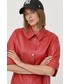 Koszula Karl Lagerfeld koszula damska kolor czerwony relaxed z kołnierzykiem klasycznym