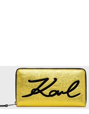 Portfel portfel skórzany damski kolor żółty - Answear.com Karl Lagerfeld