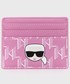 Portfel Karl Lagerfeld etui na karty damski kolor różowy