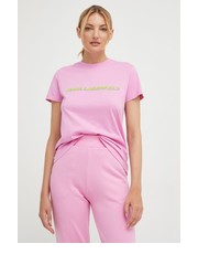 Bluzka t-shirt bawełniany kolor różowy - Answear.com Karl Lagerfeld
