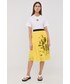 Spódnica Karl Lagerfeld spódnica kolor żółty midi rozkloszowana