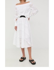Spódnica spódnica bawełniana kolor biały midi rozkloszowana - Answear.com Karl Lagerfeld