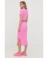 Sukienka Karl Lagerfeld sukienka kolor różowy midi dopasowana