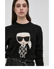 Sweter sweter wełniany damski kolor czarny lekki - Answear.com Karl Lagerfeld