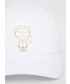 Czapka Karl Lagerfeld czapka kolor biały z nadrukiem