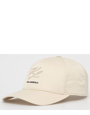 Czapka czapka kolor beżowy z aplikacją - Answear.com Karl Lagerfeld