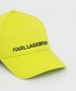 Czapka Karl Lagerfeld czapka bawełniana kolor zielony z aplikacją