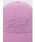 Czapka Karl Lagerfeld czapka kolor różowy z aplikacją