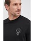 T-shirt - koszulka męska Karl Lagerfeld Longsleeve bawełniany kolor czarny z aplikacją