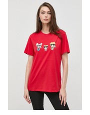 T-shirt - koszulka męska t-shirt bawełniany kolor czerwony z nadrukiem - Answear.com Karl Lagerfeld