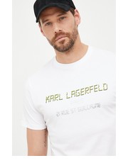 T-shirt - koszulka męska t-shirt bawełniany kolor biały z aplikacją - Answear.com Karl Lagerfeld