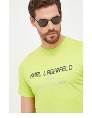 T-shirt - koszulka męska t-shirt bawełniany kolor zielony z aplikacją - Answear.com Karl Lagerfeld