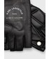 Rękawiczki Karl Lagerfeld mitenki skórzane damskie kolor czarny