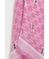 Szalik Karl Lagerfeld chusta jedwabna kolor różowy wzorzysta