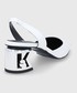 Czółenka na szpilce Karl Lagerfeld czółenka skórzane K-BLOK kolor biały na słupku z odkrytą piętą