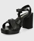 Sandały na obcasie Karl Lagerfeld sandały skórzane METRO kolor czarny