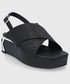 Sandały Karl Lagerfeld sandały skórzane K-BLOK WEDGE damskie kolor czarny na platformie