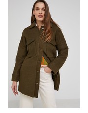 Kurtka kurtka z wełną kolor zielony przejściowa oversize - Answear.com Answear Lab