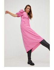 Sukienka sukienka bawełniana kolor różowy midi rozkloszowana - Answear.com Answear Lab