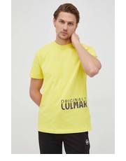 T-shirt - koszulka męska t-shirt bawełniany kolor żółty z nadrukiem - Answear.com Colmar