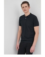 T-shirt - koszulka męska polo bawełniane kolor czarny gładki - Answear.com Bomboogie