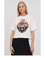 Bluzka t-shirt bawełniany kolor beżowy - Answear.com The Kooples