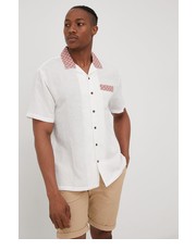 Koszula męska koszula lniana męska kolor biały relaxed - Answear.com Brixton