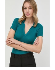 Bluzka MAX&Co. t-shirt damski kolor zielony z kołnierzykiem - Answear.com Max&Co.