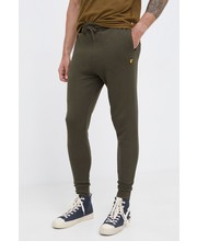Spodnie męskie spodnie bawełniane męskie kolor zielony gładkie - Answear.com Lyle & Scott
