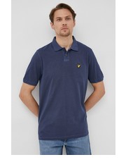 T-shirt - koszulka męska polo bawełniane kolor granatowy gładki - Answear.com Lyle & Scott