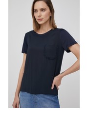 Bluzka bluzka z domieszką jedwabiu kolor granatowy - Answear.com Pennyblack
