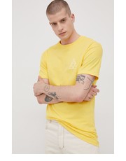 T-shirt - koszulka męska t-shirt bawełniany kolor żółty z nadrukiem - Answear.com Huf