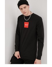 T-shirt - koszulka męska longsleeve bawełniany kolor czarny z nadrukiem - Answear.com Huf