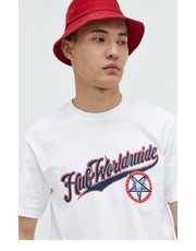 T-shirt - koszulka męska t-shirt bawełniany x Trasher kolor biały z nadrukiem - Answear.com Huf