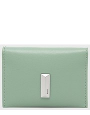 Portfel etui na karty skórzane damski kolor zielony - Answear.com Boss