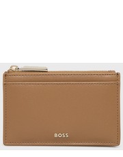 Portfel portfel skórzany damski kolor beżowy - Answear.com Boss