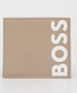 Portfel Boss portfel skórzany męski kolor beżowy