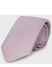 Krawat krawat z domieszką jedwabiu kolor różowy - Answear.com Boss