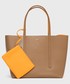 Shopper bag Boss torba skórzana kolor beżowy