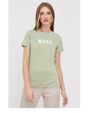 Bluzka t-shirt bawełniany kolor zielony - Answear.com Boss