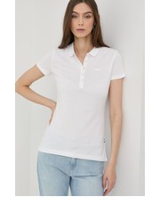 Bluzka t-shirt bawełniany kolor biały z kołnierzykiem - Answear.com Boss