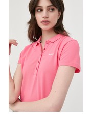Bluzka t-shirt bawełniany kolor różowy z kołnierzykiem - Answear.com Boss