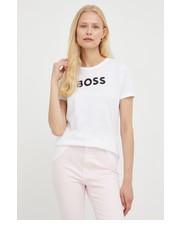 Bluzka t-shirt bawełniany kolor biały - Answear.com Boss
