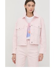 Kurtka kurtka jeansowa damska kolor różowy przejściowa oversize - Answear.com Boss