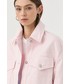 Kurtka Boss kurtka jeansowa damska kolor różowy przejściowa oversize